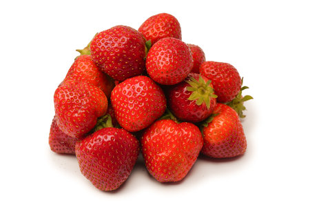 Strawberry. Fresh group of berries isolated on a white background.の写真素材