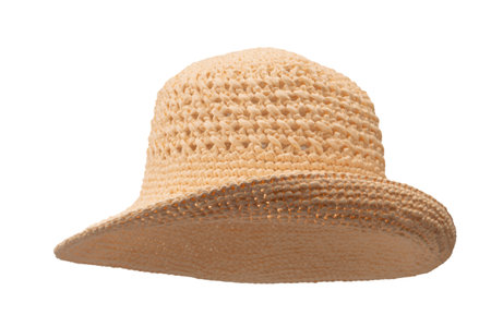 Straw summer hat with isolated on a white background.の写真素材
