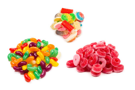 Colorful jelly beans isolated on white.の写真素材