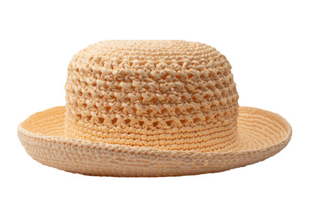 Straw summer hat with isolated on a white background.の写真素材