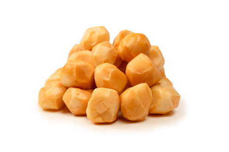 Pieces of cheese isolated on a white background.の写真素材