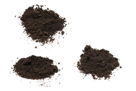 Black land for plant isolated on white background. Ground pattern.の写真素材