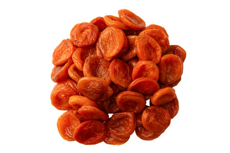 Dried apricots isolated on a white background.の写真素材