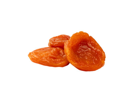 Dried apricots isolated on a white background.の写真素材