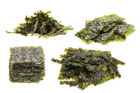 Tasty nori seaweed isolated on a white background.の写真素材