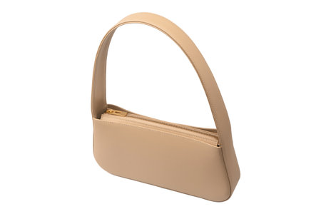 Beige women leather bag isolated on a white background.の写真素材