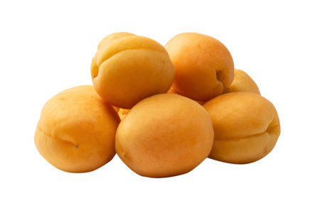 Ripe juicy orange apricots isolated on a white background.の写真素材