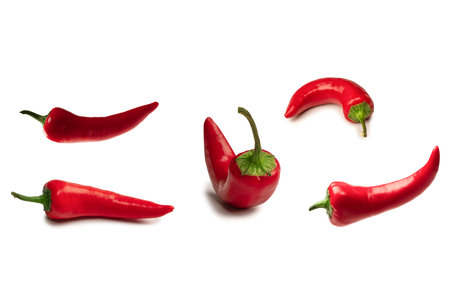 Red hot chili pepper isolated on a white background.
