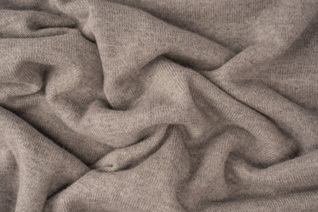 Soft gray merino wool sweater texture as a background. Top view.の写真素材