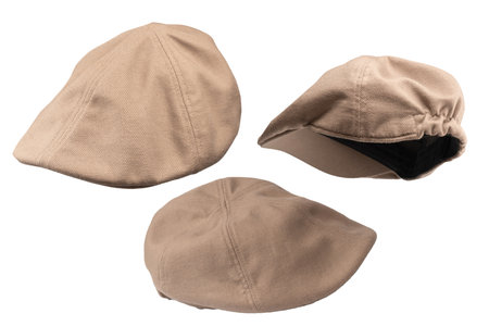 Light brown ascot cap isolated on a white background.の写真素材