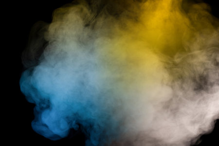 White steam on a black background. Copy space.の写真素材