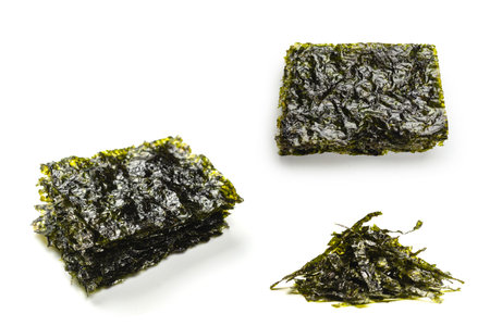 Tasty nori seaweed isolated on a white background.の写真素材
