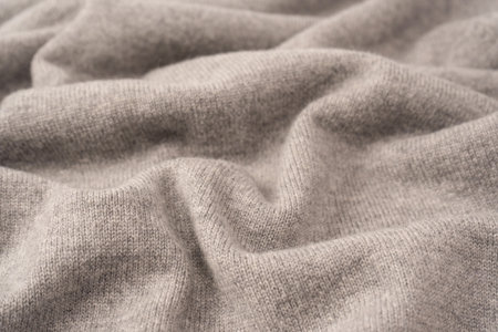 Soft gray merino wool sweater texture as a background. Top view.の写真素材