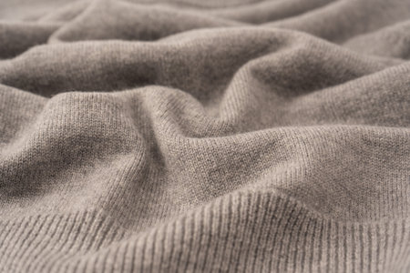 Soft gray merino wool sweater texture as a background. Top view.の写真素材