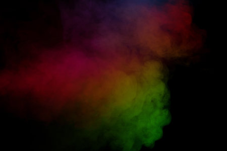 Purple and steam on a black background. Copy space.の写真素材