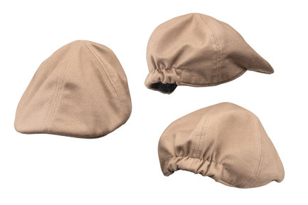Light brown ascot cap isolated on a white background.の写真素材