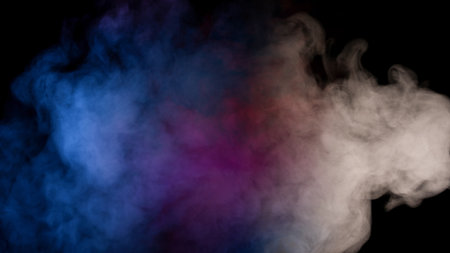 White steam on a black background. Copy space.の写真素材