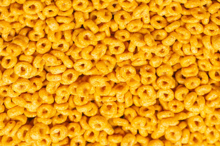 Corn-flakes background and texture. Top view.