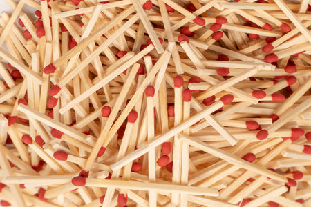 New matchsticks isolated on a background. Top view.