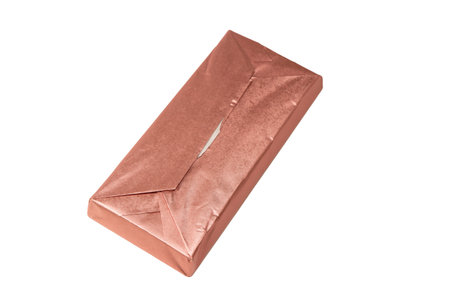 Wrapped chocolate bars isolated on a white background. Top view.