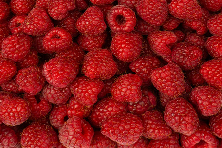 Tasty fresh raspberry as a background. Top view.