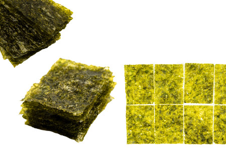 Tasty nori seaweed isolated on a white background.