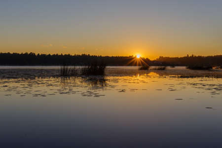 Morning on the lakeの写真素材