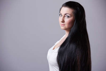 Woman with beauty long black hairの写真素材