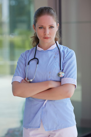 woman in medical clothingの写真素材