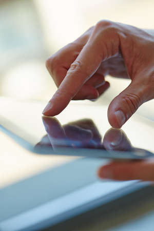 men holding digital tabletの写真素材