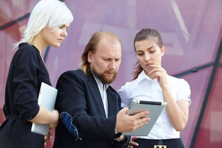 businessman and business women are discussingの写真素材