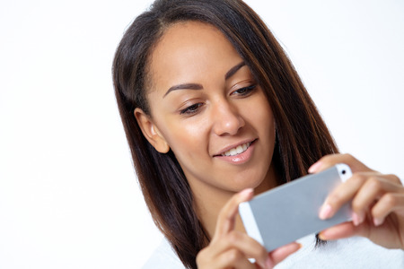 mulatto girl with mobile phone