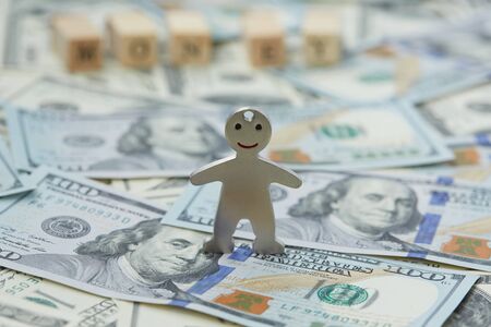 much money, money the inscription, a figure little manの写真素材