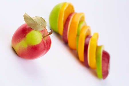 cut fruits and appleの写真素材