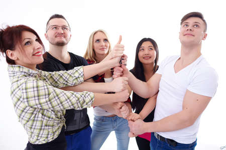 group of happy young friends