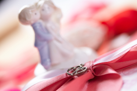 beautiful pink bow and hearts coupleの写真素材