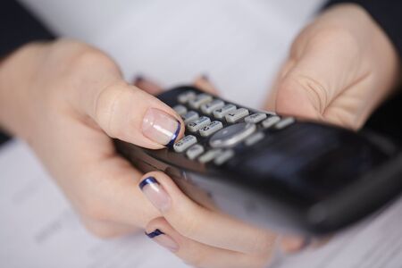 Radio phone in female hands