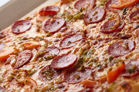 Pizza with sausageの写真素材