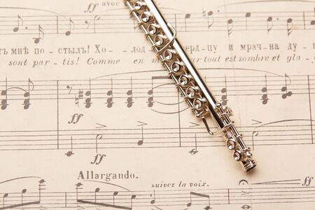 flute of notes in the backgroundの写真素材