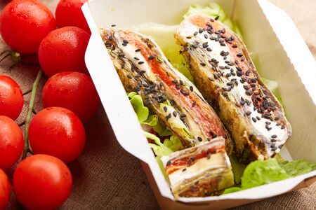 healthy food vegetable rolls with cheeseの写真素材