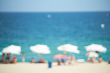 umbrellas on the beach blurの写真素材