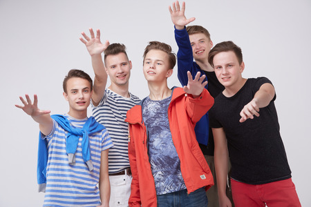 young men in tracksuits togetherの写真素材