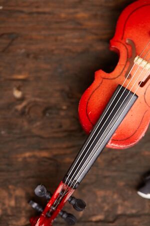 violin on a wooden backgroundの写真素材