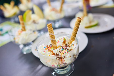 ice cream with wafer rollsの写真素材