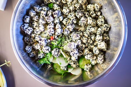 cheese balls with sesameの写真素材