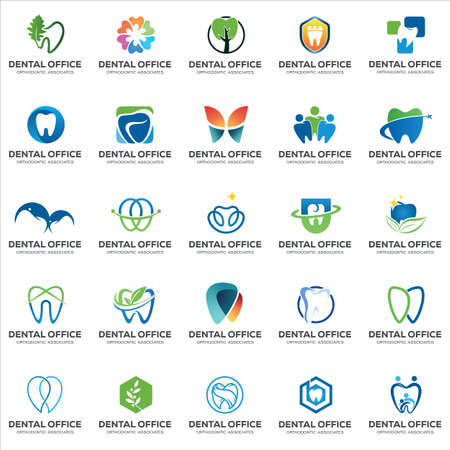 Elegant collection and Colorful modern Dental Logo set packのイラスト素材