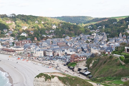 The famous cliffs at Etretat in Normandy, Franceの写真素材