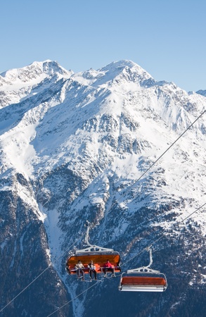Chair ski lift. Solden. Austriaのeditorial素材