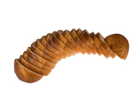 white bread isolated on whiteの写真素材