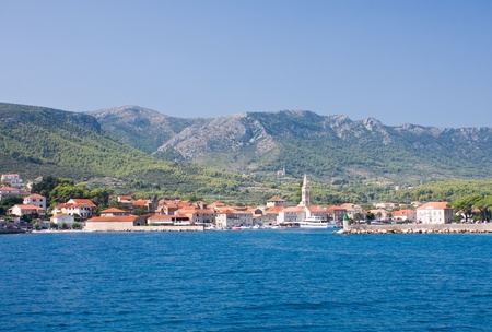 View from the sea at the resort Jelsa, Croatiaの写真素材